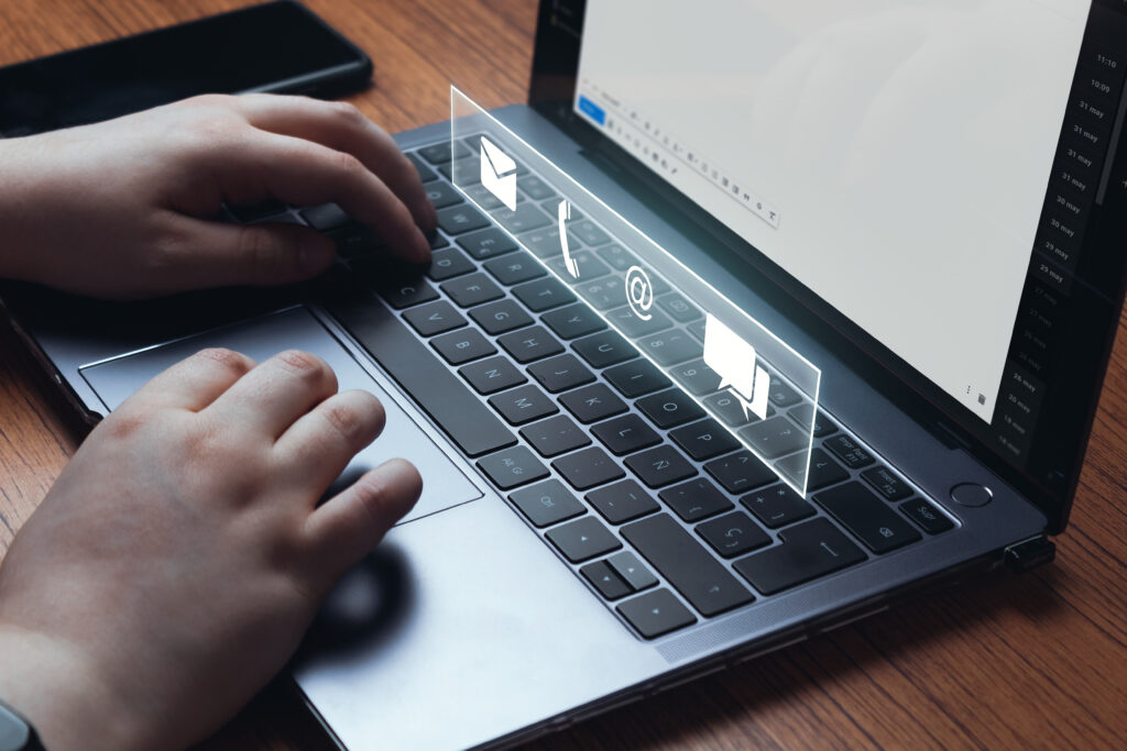 contact us customer support hotline people connect businesswoman using laptop with hologram icon