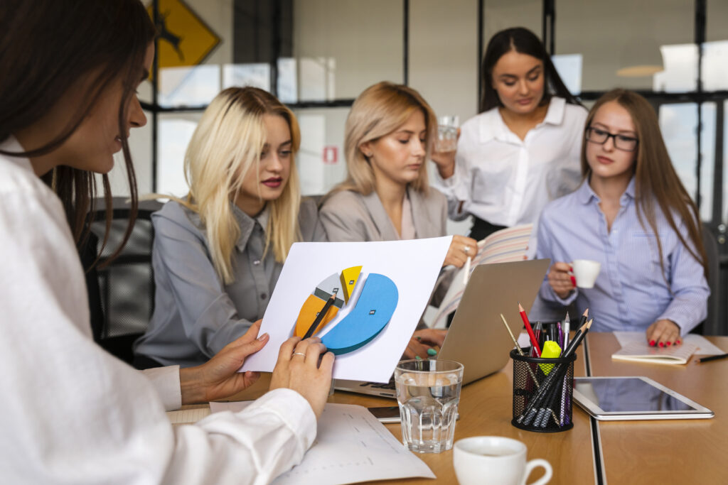 corporate office with women meeting