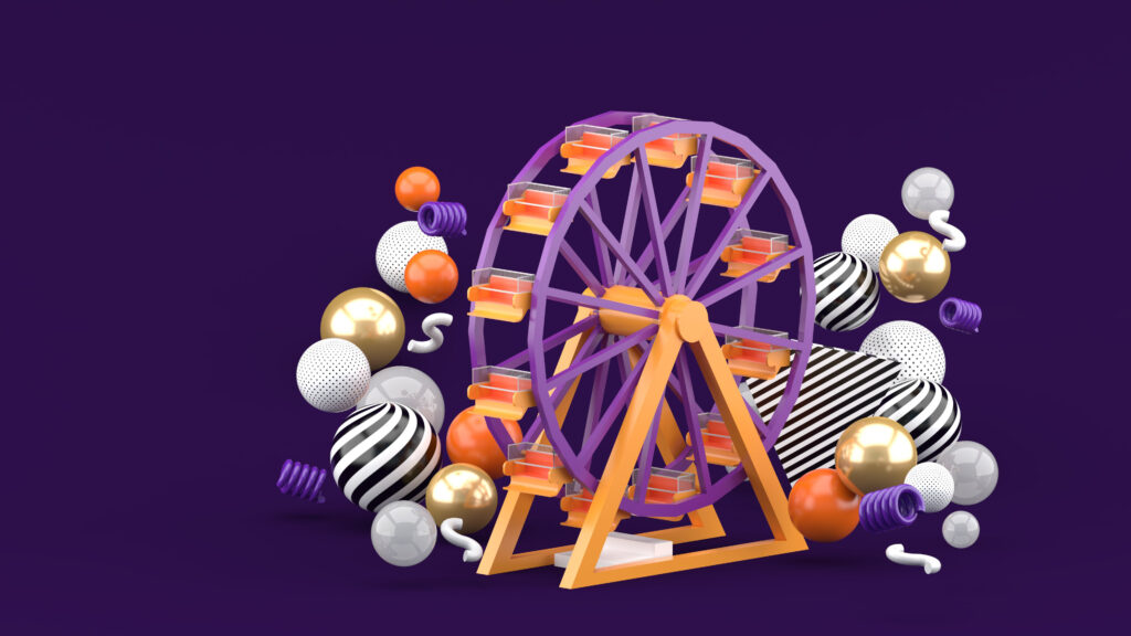 ferris-wheel-colorful-balls-purple-space ferris wheel colorful balls purple space